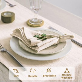 Pack of 10 linen napkins, fabric napkins, beige, natural linen fabric napkins linen for hotel, restaurant, home and kitchen, machine washable