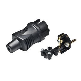 Rubber Schuko Plug 220 V IP44 Black Pack of 5