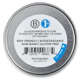 All Good Face Sunscreen Butter - UVA/UVB Broad Spectrum SPF 50+ Water Resistant, Coral Reef Friendly, Zinc, Beeswax, Vitamin E, Coconut Oil (1 oz)