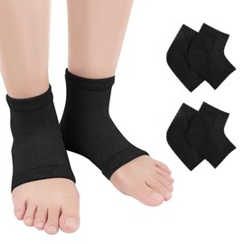 2 Pairs Moisturizing Heel Socks for Dry Cracked Heel Toeless Gel Socks Foot Care Hydration and Repair (Black, 2 Pairs)
