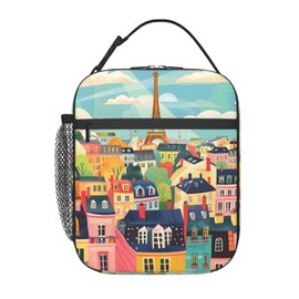 SIUKUS Insulated Lunch Box for Kids Boys Girls, Reusable Lunch Bag for School, Office, Work, Picnic, Travel, Paris Eiffel Tower Lunch Box