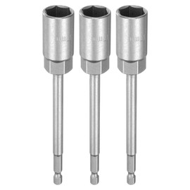 sourcing map 3pcs Nut Driver Drill Bit 17mm Metric Impact Socket 1/4" Hex Shank 6" (150mm) Extra Long 6-Point Sockets Quick-Change CR-V Steel Bolt Setter for Power Drill Drivers