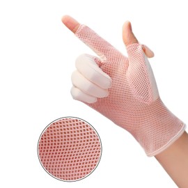 Moonlove Women UV Resistant Sun Protection Gloves Non-slip Cycling Driving Full Finger Gloves Touch Screen Outdoor Sunscreen Mittens (Pink)