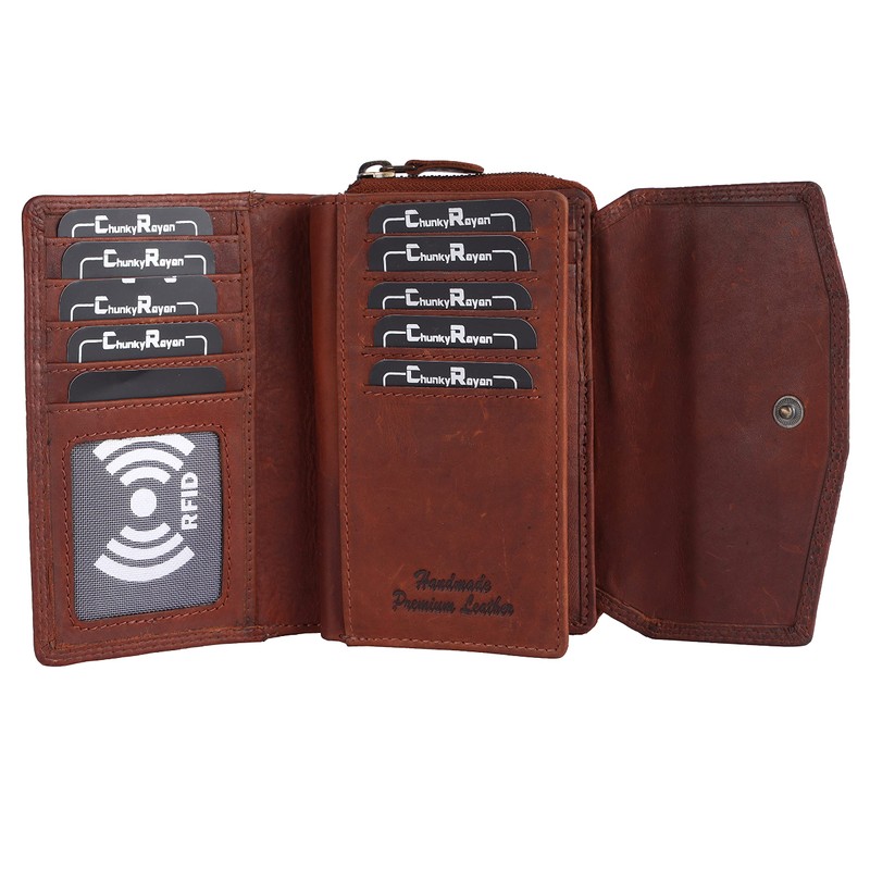 Chunkyrayan P GB-6 Genuine Leather Women's Wallet High-Quality Vintage RFID