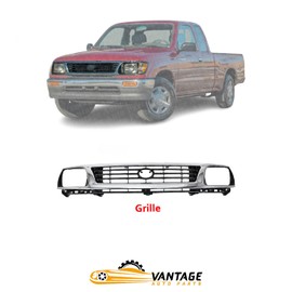 Vantage Auto Parts - Front Grille Chrome Shell with Painted Black Insert Compatible with Toyota Tacoma 1995-1996 | DIRECT REPLACEMENT | 5310035300 | TO1200193