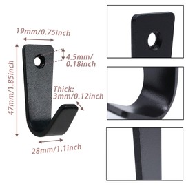 Savagrow 6pcs Single Hole Wall Mounted J-Type Clothes Hook Small Hooks for Hanging Cup,Coat,Hat,Bag,Towels with Screw,Black