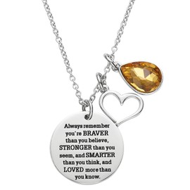 LParkin You Are Braver Than You Believe Awareness Necklace Birthstone Graduation Gift Best Friend Encouragement Gifts …