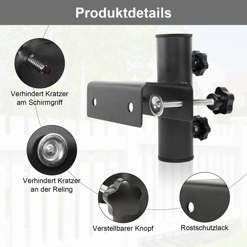 GFUEIGJ Parasol Holder Balcony Railing Clampable Umbrella Holder Balcony Railing