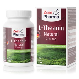 ZeinPharma LTheanin 250 mg 90 Kapseln 3 Monate Vorrat GrünteeExtrakt aus kontrolliertem Anbau entspannt ohne müde zu machen, Multicolour, Neutral, 31 gramm