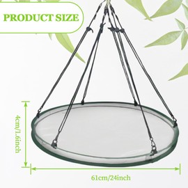 2PCS Bird Seed Catcher Tray for Hanging Bird Feeder Platform, 24" Green Birdseed Hoop for Hummingbird Feeders Bee Feeder Outdoor Backyard Garden Accessories
