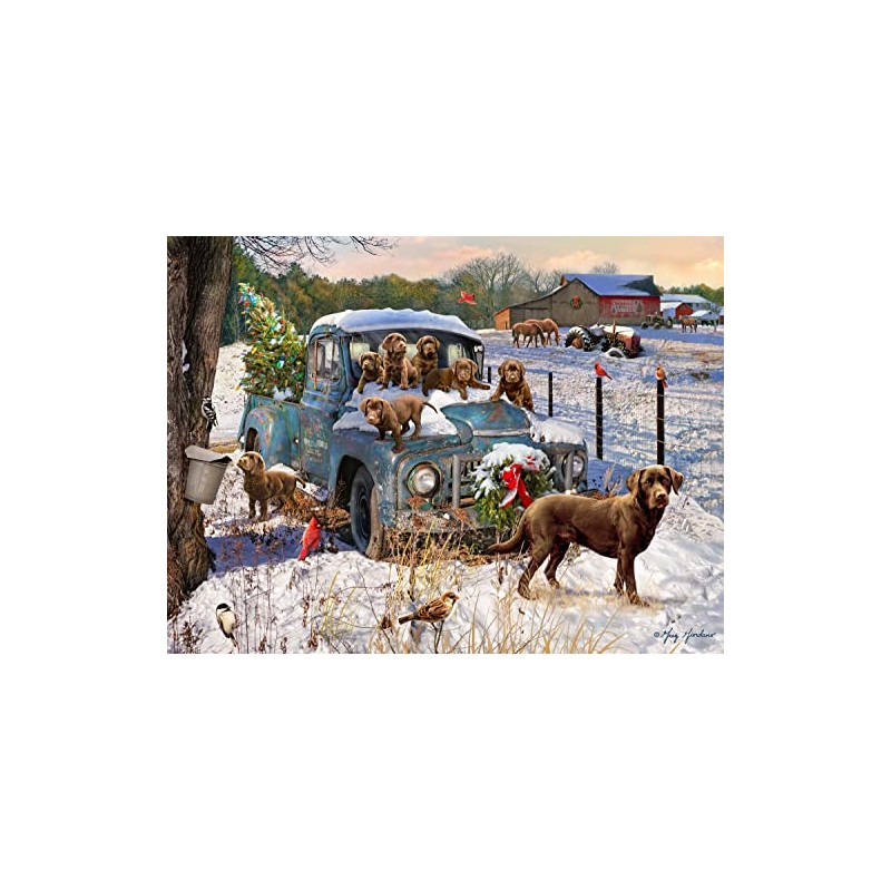 Christmas Puppies Jigsaw Puzzle 550 Piece by Vermont Christmas Company