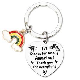 Thank You Teacher Assistant Gift Keychain from Students Teacher Assistant Christmas Teachers Day Gifts for Women Men Graduation End of Year Gifts for Teachers Aide Tutors Appreciation Gifts Keyring