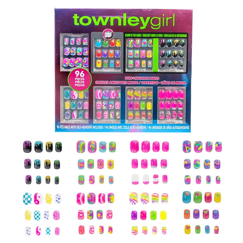 Townley Girl Uñas Press-On 96 pzas 3D que Brillan en