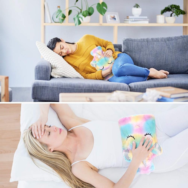 Hot Water Bottle with Cover Removable and Washable Soft Unicorn