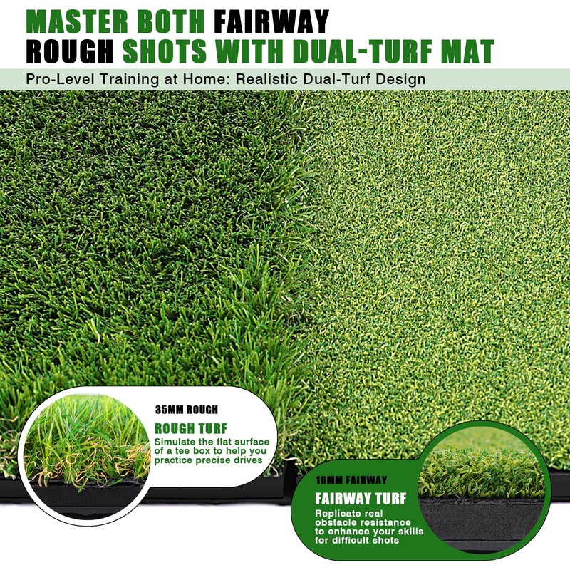 BIRDIEBLAST Premium Golf Hitting Mat, 10mm Foam Padding with Rubber