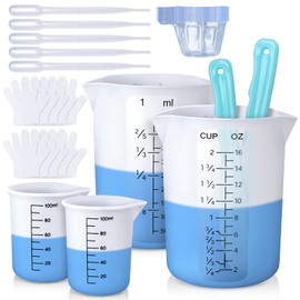 LET'S RESIN Silicone Measuring Cups, 450ml Accurate 2 Scales & 100ml Durable Measuring Cups, Epoxy Mixing Cup,Silicone Stirring Sticks, Easy Clean Resin Supplies for Resin Molds, Glitter Tumbler