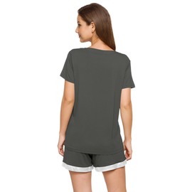 WiWi Viscose from Bamboo Pajamas Set for Women Soft Short Sleeve with Shorts Summer Plus Size Pjs Sets S-4X, Iron Grey, 3X