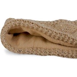 styleBREAKER 04026002 Women’s Headband Chunky Knit with Cable Pattern and Sequins, Warm Fleece Lining, Headband - beige