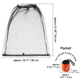 HESTYA 4 Pack Mosquito Net Face Mesh Net Protecting Head for Outdoor Hiking Camping Climbing Mosquito Fly Insects Preventing (Black, Gray,Big Size)
