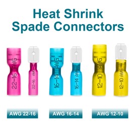 MENTBERY 100 PCS Spade Connectors, Heat Shrink Spade Terminals 22-16 AWG, Wire Connectors Female