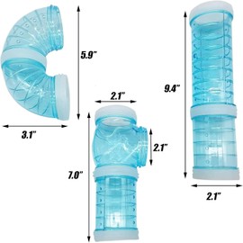 SAHENITEANA Un Conjunto de túneles de Tubos de hámster,Juego de Tubos para Hámster,Tubos de Túnel de Juego para Hámster Tubo Curvado Transparente,Túnel de Hámster Juguete de Conexión (Azul)