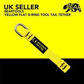 BearTOOLS Yellow Flat D-Ring Tool Tail Tethers, 2-In-1 Application, Max Load 0.9KG, 12CM x 12MM(6)