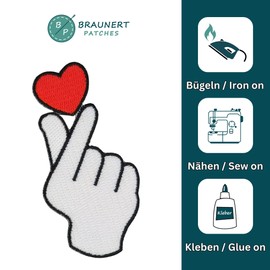 Finger Heart Sign Fabric Patch for Iron-On or Sew On Iron-On Patch Hand Sign Gesture Hand Love Iron-On Patch for Clothes Applique Patch Size 4.3 x 7.9 cm