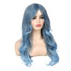 Long Curly Wavy Blue Wigs for Women Synthetic Halloween Cosplay