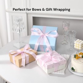 Pink Satin Ribbon 1 Inch x 50 Yards – Soft Double Faced Ribbon for Baby Shower Gifts, DIY Bows & Girl Party Wrap