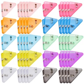 50 Pcs Triangular Transparent File Corner Clip Transparent Paper Corner Clips Plastic Cute Books Triangle Binder Clips for Office Staff Student Teacher Prevent Books Curling (Multicolor)