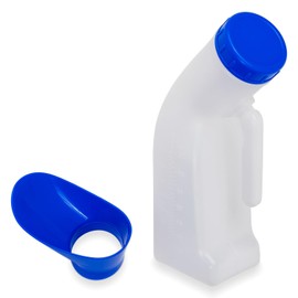 Urine Bottle for Men and Women, 1000 ml, ARNOMED Urinal with Lid and Additional Attachment, Leak-Proof Urine Bottle for Travel, Urinella for Women with Handle, Milky Urine Bottle for Men