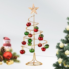 Liroyal Christmas Mini Tabletop Tree 26.5cm with Bell & Star Shape, Easy to Set Up, Cute Interior Indoor Decoration, Christmas/Halloween/Anniversary Celebration Gift