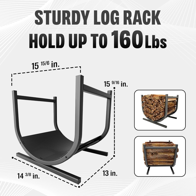 Idzo 17in Decorative Heavy Duty Firewood Storage Log Rack Decorative