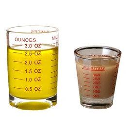 Shot Glass Measuring Cup 3 Ounce/90ML Liquid Heavy High Espresso Glass Cup 2 pcs by TIYOORTA (Red 90ML 30ML) …