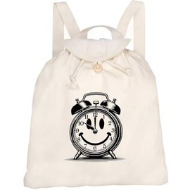 Azeeda 'Smiling Alarm Clock' Canvas Rucksack/Backpack (RK00039243)