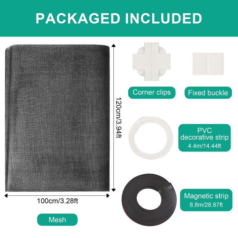 MEKOTRIN Magnetic Window Screen with Frame, Adjustable DIY Fly Screen