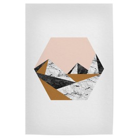 Artboxone Poster Geo Landscape Hexagon by Artist ORARA Studio, White, 30x20 cm