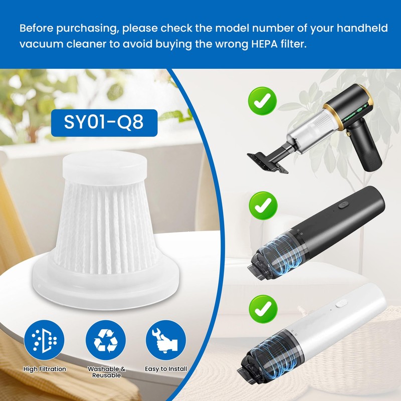 5-Pack HEPA Vacuum Filters for JIXINMIYUE HX-606 & A9life SY01-Q8
