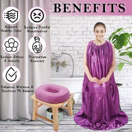 Garybank V Steam Kit with Healing Crystal, Yoni Seat with Crystals & Stones for Women, V Steam at Home Kit, Vaginial Detox & Postpartum Care, Vaginal Steaming Chair, Gown & Cushion (No Steamer)