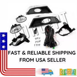 CONCEPT AUTOMOTIVE LIGHTS For 2017-2019 Honda CRV CR-V Chrome Fog Lights with LED  Bulbs & Set L&R Side