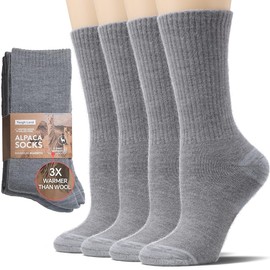 Toughland Alpaca Wool Socks for Men and Women - Non-Itchy, Full Cushion Warm Crew Socks - for Cold Weather, Hiking