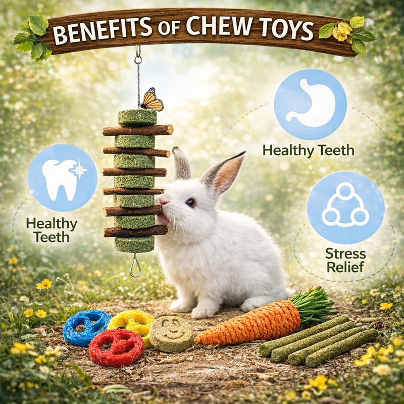 Grddaef 20 PCS Bunny Chew Toys for Teeth, Natural Rabbit
