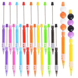 Hmxpls 16 Pcs Beadable Pencils, Beadable Mini Mechanical Pencil, Beadable Stylus Pencils with Silicone Hand Guard for Writing Drawing Sketching DIY Crafting (8 Colors)