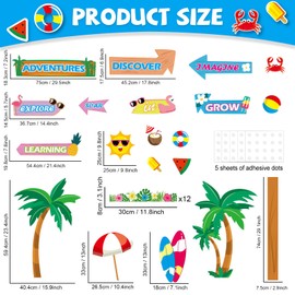 Back to School Bulletin Board Classroom Decoration Summer Beach Signpost Bulletin Board Set Welcom School Paper Cutout Decor for Office Chalkboard Wall Door Supplies