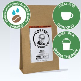 Coffee The Gerson Way, Organic Air-Roasted Ground Arabica Beans, Resealable Bag, Medium Roast (32 oz (2 lb) bag, Medium Roast)