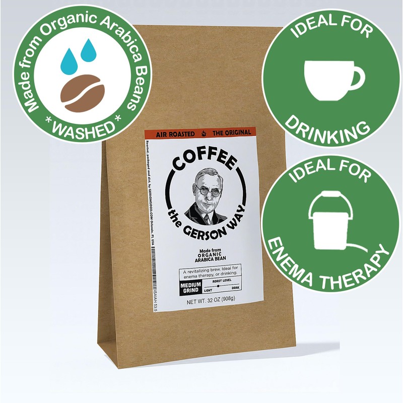 Coffee The Gerson Way, Organic Air-Roasted Ground Arabica Beans, Resealable