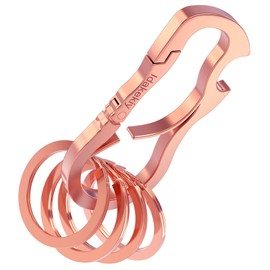 Idakekiy Key Chain Bottle Opener 4 Key Rings Keychain Carabiner Clip Key Holder for Men and Women, Rose Gold, Small