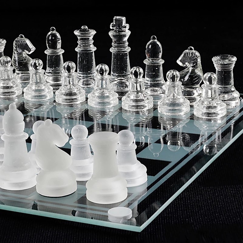 Elegant 10" Glass Chess Set - Premium Quality Board Game