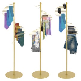 kunghei 67" Black Retail Display Tie & Scarf Rack, Belt Hanger & Pants Rack Towel Organizer Hanging Bar, Floor Standing Tie Rack Scarves Rack Necktie Holder for Home Clothing Store Commercial