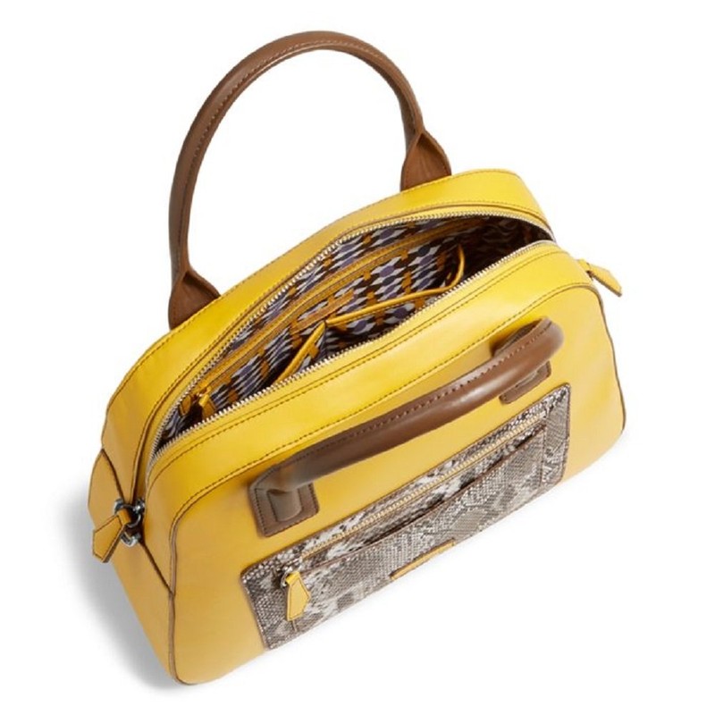 Vera Bradley Women's Bowler Satchel Maize with Python Print